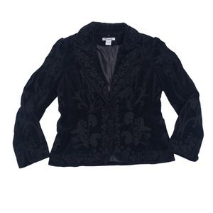 Black blazer with detachable fur trim